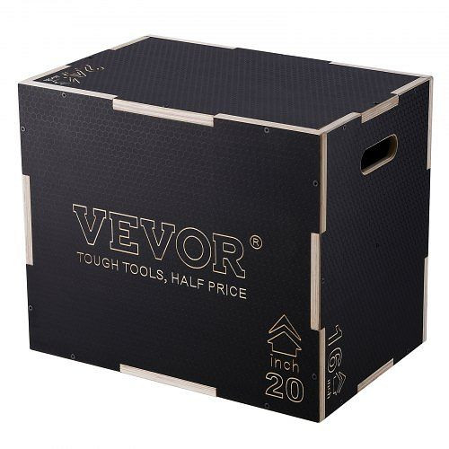 VEVOR 3-in-1-Plyometrische Sprungbox 24/20/16-Zoll-Plyobox, 204 kg Tragfähigkeit, für Heimtraining, Schwarz Einstellbare Höhe, SHYTX242016YZO8I2V0