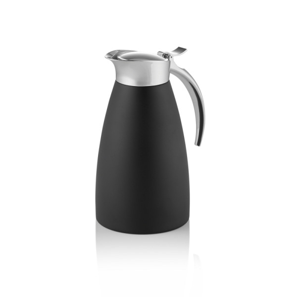 WAS Isolierkanne, 0,6 L, Ø 10,5 cm, Höhe 19,5 cm, schwarz, Chromnickelstahl 18/8, 3813060