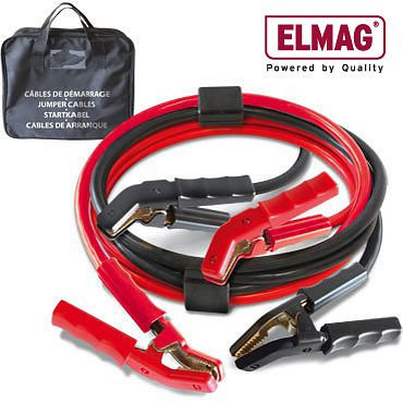 ELMAG Starthilfekabel-Set max. 1000 A, Polklemmen vollisoliert, 2 x 5 m, 50 qmm, inklusive Spannungsschutz, Tragetasche, 55021