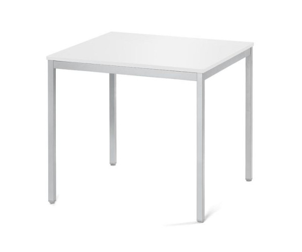 Deskin Konferenztisch MULTI MODUL, Platte Weiß, Gestell Alusilber RAL 9006, B 800 x T 800 x H 728 mm, 359509