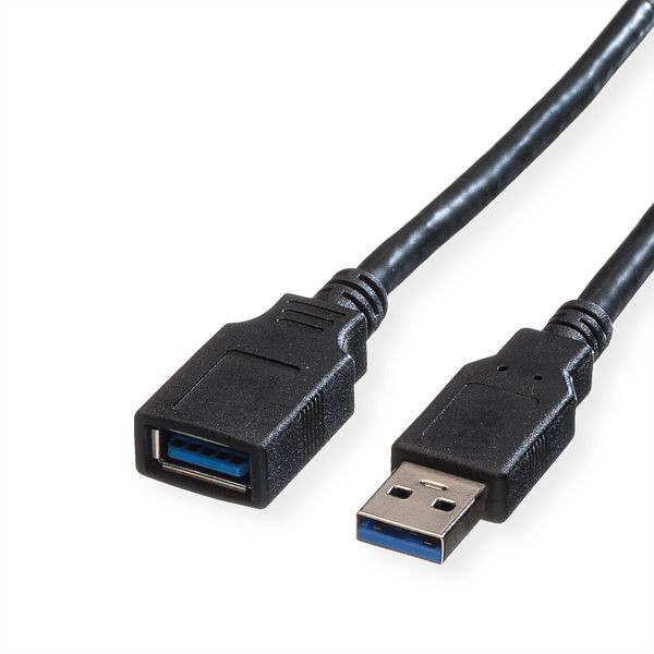ROLINE USB 3.2 Gen 1 Kabel, Typ A-A, ST/BU, schwarz, 0,8 m, 11.02.8977