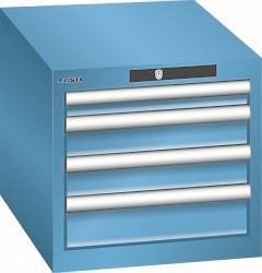LISTA Schubladenschrank 18x27E (BxTxH) 411x572x383mm KEY Lock, Lichtblau, 4 Schubladen, Fronthöhen: 50 - 100 mm, 78.410.010