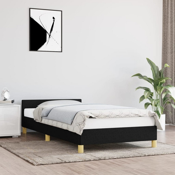 vidaXL Bettgestell mit Kopfteil Schwarz 90x200 cm Stoff, 347385