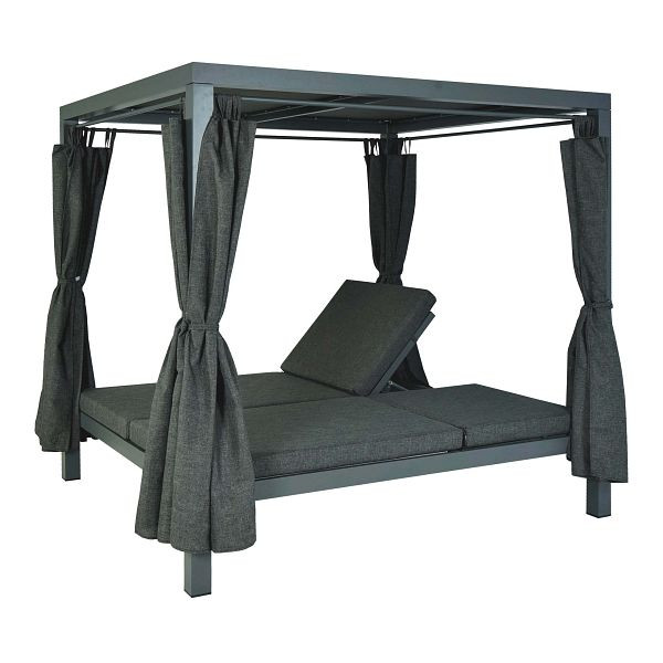 Mendler Lounge-Gartenliege HWC-J66, XL Sonnenliege Bali-Liege Doppelliege Outdoor-Bett, 10cm-Polster aus Olefin Alu, anthrazit, 82340