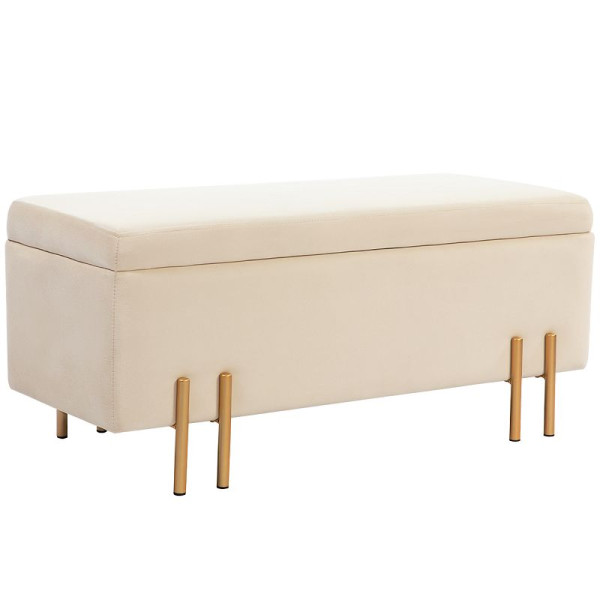 HOMCOM Polsterbank mit Stauraum, Truhenbank, Schaumstoff, Metall, Kautschukholz, 100 x 40 x 42 cm, 838-024V00BG