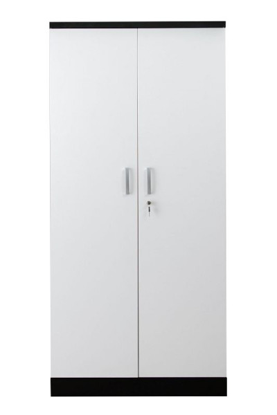 Gürkan Flügeltürenschrank, 42 x 92 x 195 cm, Schwarz, Weiß, Fachboden Stück 4, FLC/WD.19, 100128