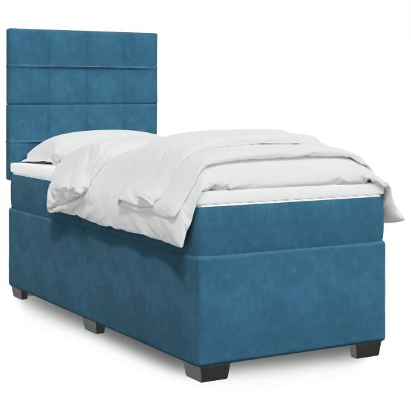 vidaXL Boxspringbett mit Matratze Blau 80x200 cm Samt, 3293066