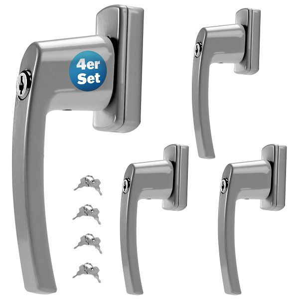 monzana Fenstergriff 4er-Set Silber abschließbar, 992461