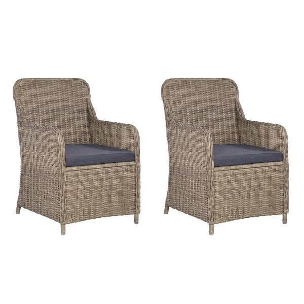 vidaXL Gartenstühle mit Polstern 2 Stück Poly Rattan Braun, 44147