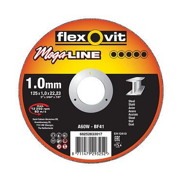 Flexovit MEGA LINE ultradünne Trennscheibe Inox, A 60 V-BF41 INOX MEGA-LINE, Durchmesser: 125 mm, VE: 25 Stück, 66252832599