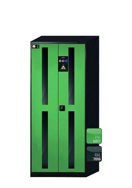 asecos Chemikalienschrank CS-CLASSIC-G Modell CS.195.081.WDFW in resedagrün RAL 6011 mit 3x Fachboden (Stahlblech), 30533-048-30543