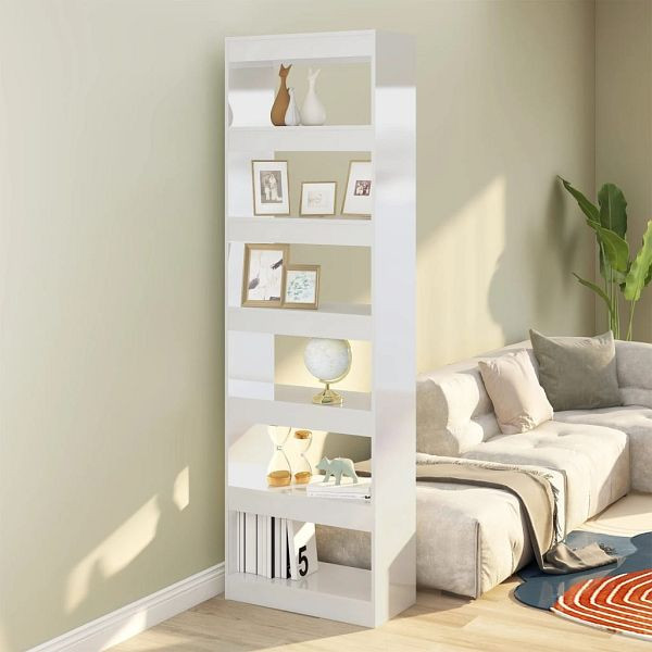 vidaXL Bücherregal/Raumteiler Hochglanz-Weiß 60x30x198 cm, 811688