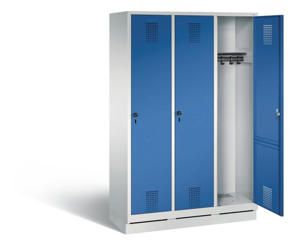 C+P Garderobenschrank Evolo, H1800xB1200xT500mm, Farbe: Lichtgrau / Enzianblau, 48020-32 S10000