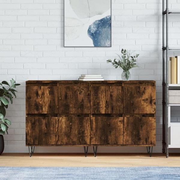 vidaXL Sideboards 2 Stück Räuchereiche Holzwerkstoff, 3190178