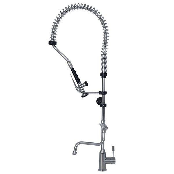 Gastro-Inox Monoblock-Vorspüldusche mit drehbarem Hebel und schwenkbarem Wasserhahn aus Edelstahl AISI 304, 402.114