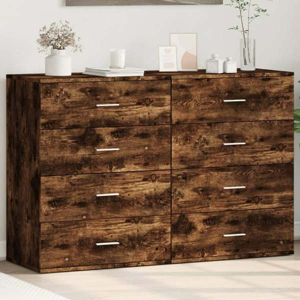 vidaXL Sideboards 2 Stück Räuchereiche 60x39x80 cm Holzwerkstoff, 3276627