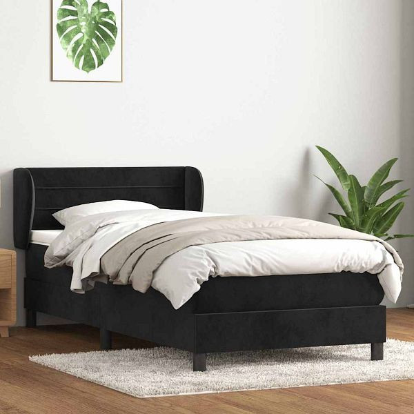 vidaXL Boxspringbett mit Matratze Schwarz 100x210 cm Samt, 3317603