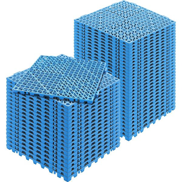 VEVOR Ineinandergreifende Fliesen 50 Stück, 30 x 30 cm Außenbereich Quadratische Terrasse PVC Badezimmer, Pool, Toilette, Blau, HZXSJDD1212YAA9J2V0