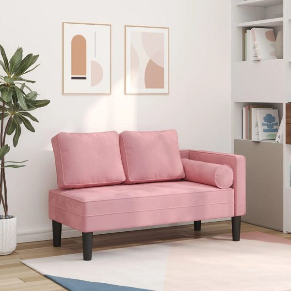 vidaXL Chaiselongue mit Kissen Rosa Samt, 4007574, 8721102454257