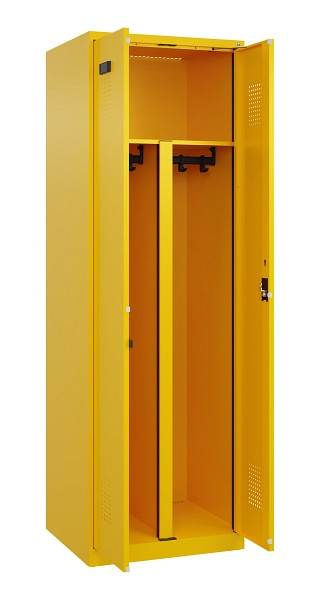 C+P PSA Schwarz-Weiß-Spind Evolo PLUS, 2 Abteile, 1850x600x500mm, 1023/1023, Zylinderschloss, 049002-20P S10049