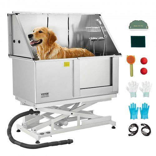 VEVOR Elektrische Hundewaschstation 127 cm Edelstahl, Wasserfilter, Wasserhahn, Duschkopf, rechte Tür, DDSJBXGCWYG5A2PK5V2