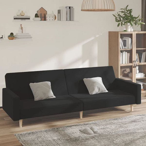vidaXL Schlafsofa 2-Sitzer Schwarz Stoff, Holz, Kunststoff, 375729