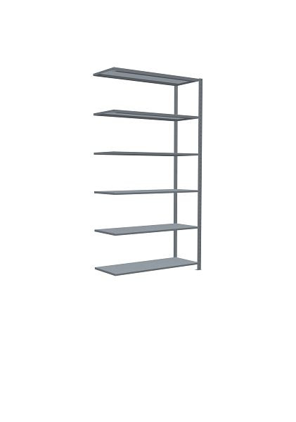 Schulte Anbauregal, Steckregal MULTIplus250, 2500 x 1300 x 500 mm, 6 Fachböden, Kreuzstrebe, verzinkt, 12956-130