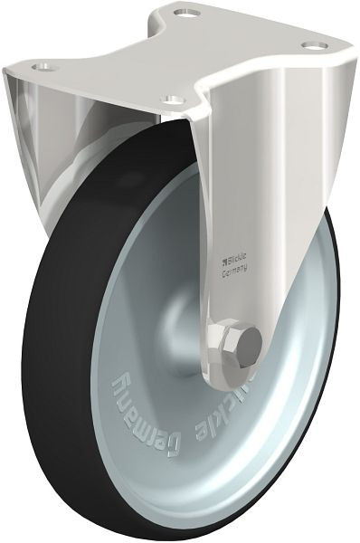 Blickle BX-PATH 200G Edelstahl-Bockrolle mit Anschraubplatte, Thermoplastisches Polyurethan, Grau, 847093