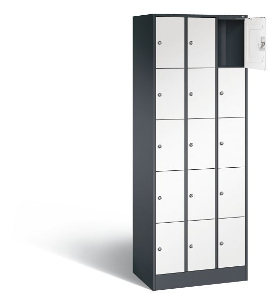 C+P Schließfachschrank Serie 8070, H1950xB680xT480mm, Farbe: Schwarzgrau / Verkehrsweiß, 80700-30 S10370