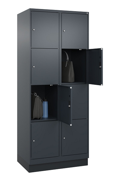 C+P Schließfachschrank Evolo PLUS, mit Sockel, 8 Fächer, 1950x800x500mm, 7016/70, Frontfarbe RAL 7016 Anthrazitgrau, 049020-224 S10016