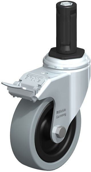 Blickle LKRA-VPA 101G-11-FI-ER13 Apparate-Lenkrolle mit Expander & Feststeller, Vollgummi, Grau, 848185