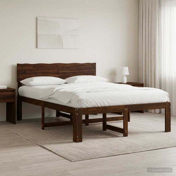 vidaXL Doppelbettgestell mit Kopfteil ROSTOCK Dunkelbraun 135 x 190 cm, 903362