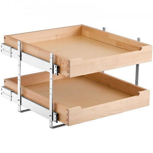 VEVOR ausziehbarer 2-stufiger Schrank-Organizer (393x533x76mm) mit sanftem Schließmechanismus, Unter- & Seitenmontage für Küche/Bad, LCSCTJMS2C204G5H5V0