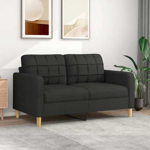 vidaXL 2-Sitzer-Sofa Schwarz 140 cm Stoff, Füllung: Schaumstoff, 359095