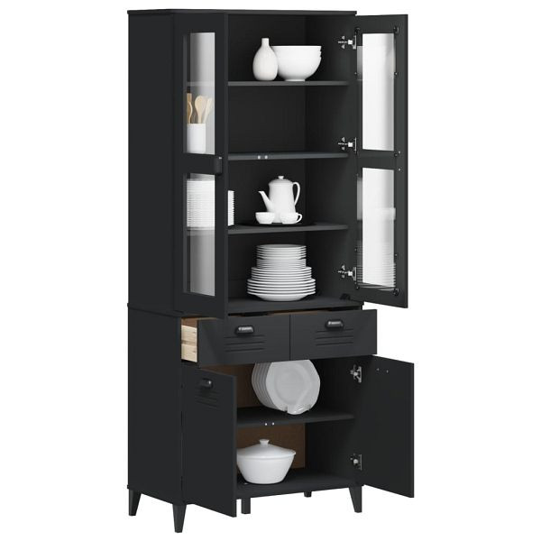 vidaXL Highboard VIKEN Schwarz 80x40x190 cm Massivholz Kiefer, 3207148