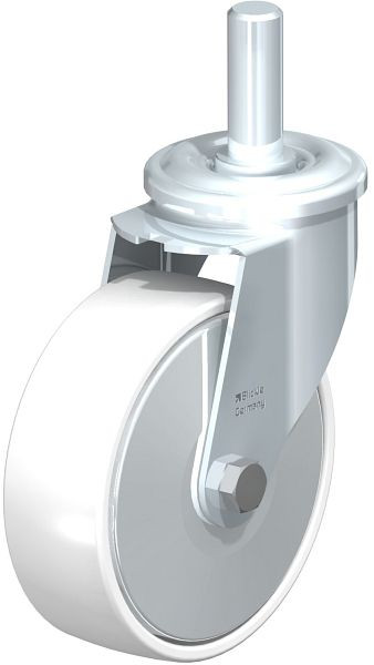 Blickle LEZ-PO 150G-22-FA Stahlblech-Lenkrolle mit Zapfen, Polyamid, Weiß, 738129