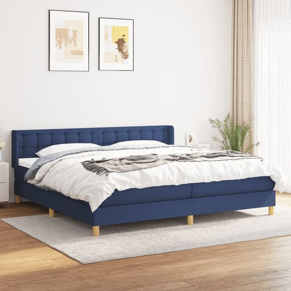 vidaXL Boxspringbett mit Matratze Blau 200x200 cm Stoff, 3130623