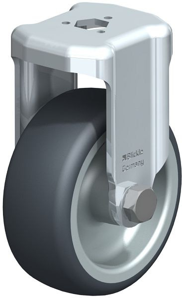 Blickle BKRA-TPA 80G Apparate-Bockrolle mit Rückenloch, Thermoplastisches Gummi-Elastomer, Grau, 575118