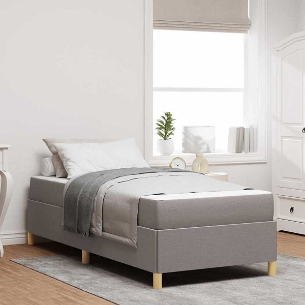 vidaXL Boxspringbett mit Matratze Taupe und Weiß 90 x 190 cm Stoff, 3398903