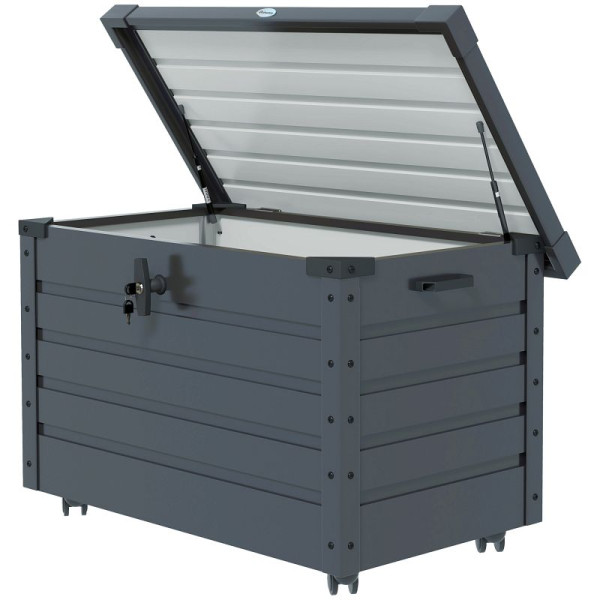 Outsunny Outdoor Aufbewahrungsbox Gartenbox Kissenbox, wetterbeständig, 4 Rollen, 100 x 62 x 65 cm, Dunkelgrau, 84G-187V00CG