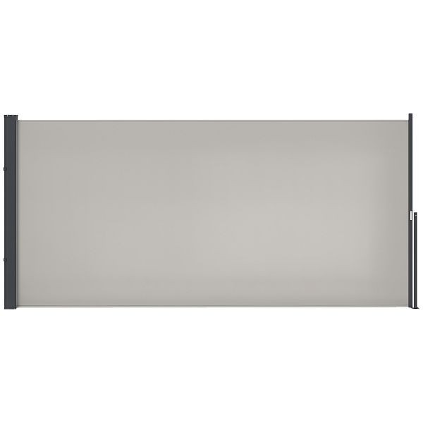 Outsunny Seitenmarkise, Seitenrollo, ausziehbar, Sichtschutz, Aluminium/Polyester, 3 x 1,4 m, Hellgrau, 840-257V01LG
