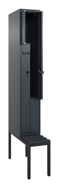 C+P Z-Spind Evolo PLUS, Bank, 2 Fächer, 2120x300x815mm, 7016/7016, Drehriegel, Sitzfläche Kunststoff, Sitzbank, 0490537-102 S10070