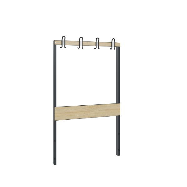 C+P Garderobenteil 1-seitig, Feuchtraum, H1650xB1000 mm, Schwarzgrau/HPL Eiche, 8060-711 S10011