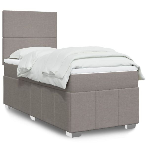 vidaXL Boxspringbett mit Matratze Taupe 80x200 cm Stoff, 3291492