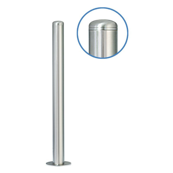 Stein HGS Absperrpfosten "Acero Rundkopf" Ø76mm aus Edelstahl, zum Aufdübeln, umlegbar, Dreikantzylinder mittig, Profilzylinder oben, glasperlengestrahlt, 13165-gg