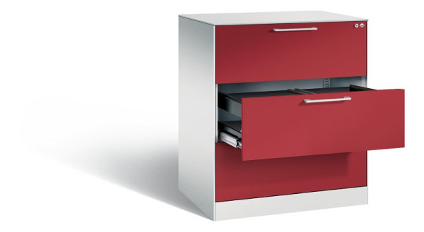 C+P Hängeregistraturschrank Asisto, H1010xB800xT600mm, Farbe: Lichtgrau / Rubinrot, Bügelgriff, 146243-312 S10076