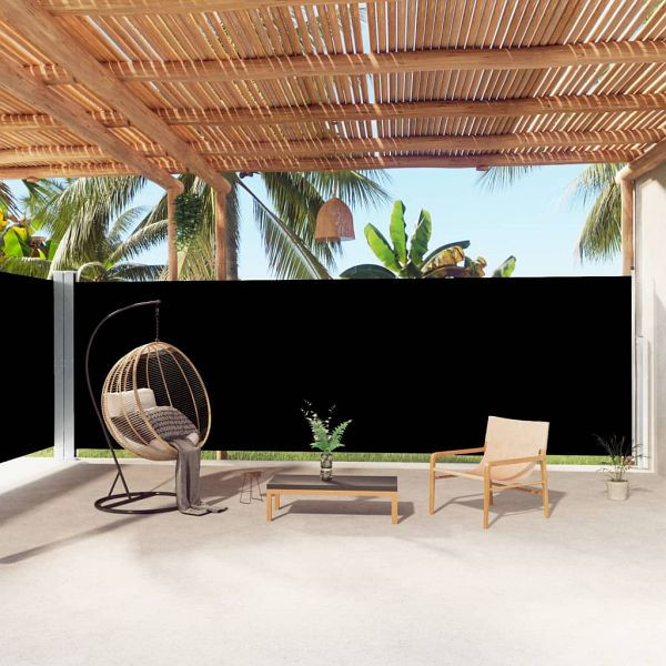 vidaXL Seitenmarkise Ausziehbar Schwarz 200x1000 cm, 318042