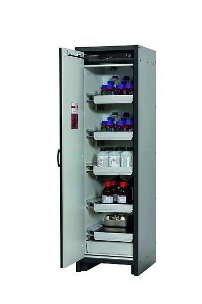 asecos Sicherheitsschrank Q-CLASSIC-30, Q30.195.056 in sicherheitsgelb RAL 1004 mit 4x Auszugswanne Standard (Stahlblech), 31002-060-30092