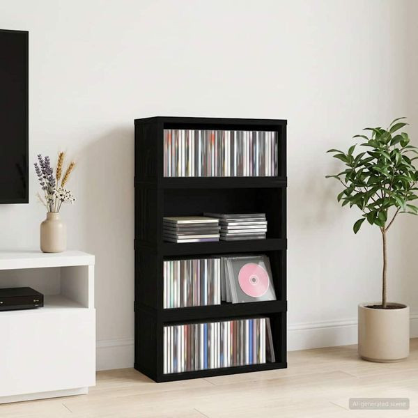 vidaXL CD Aufbewahrungsregal 4-teilig Schwarze Eiche 40 x 17 x 17 cm, 8012711