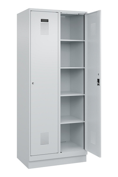 C+P Wäsche-Spind Evolo PLUS, mit Sockel, 2 Abteile, 1950x800x500mm, 7035/7035, Verschluss Zylinderschloss, Ablageböden 8, 049020-22B S10040